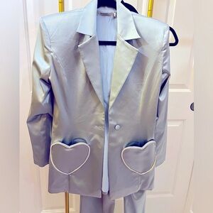 Romani The Krystal Suit - Blazer Rhinestone Heart Pockets XS Pants 2